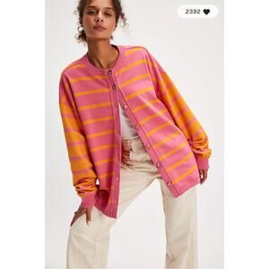 Free People Classic Striped Cardigan Small